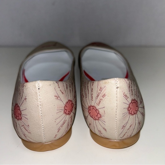 Goby Beige Pink Floral Faux Leather Slip On Ballerina Ballet Flats - Picture 10 of 12